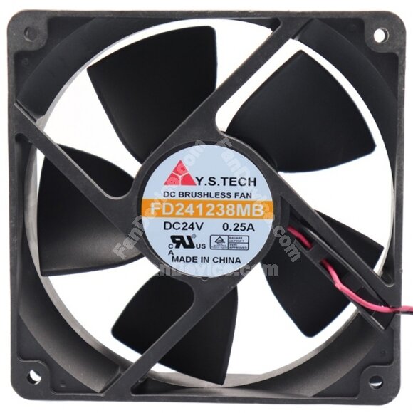 Y.S.TECH FD241238MB 24V 0.25A 2 Wires 12038 DC Brushless Axial Fan