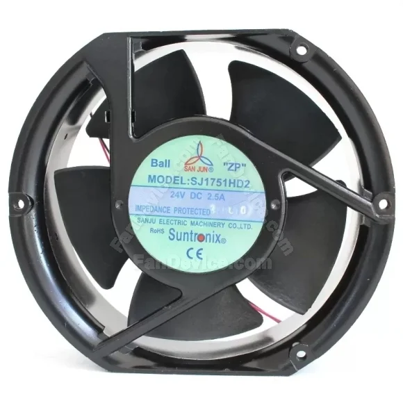 SAN JUN SJ1751HD2 24V 2.5A Impedance Protected Ball Bearing 2 Wires Cooling Fan