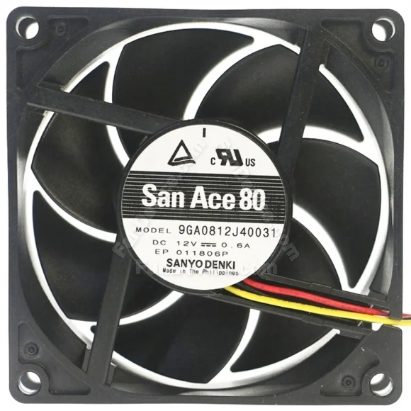 Sanyo 9GA0812J40031 DC 12V 0.6A 3 Wires Axial Cooling Fan