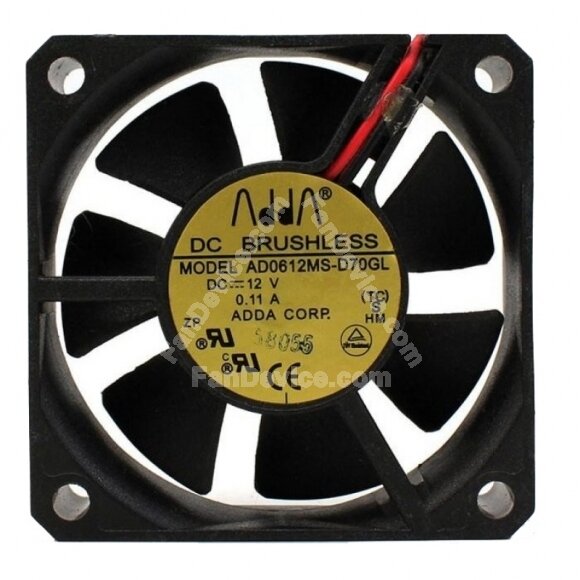 ADDA AD0612MS-D70GL DC 12V 0.11A 2 Wires Axial Cooling Fan
