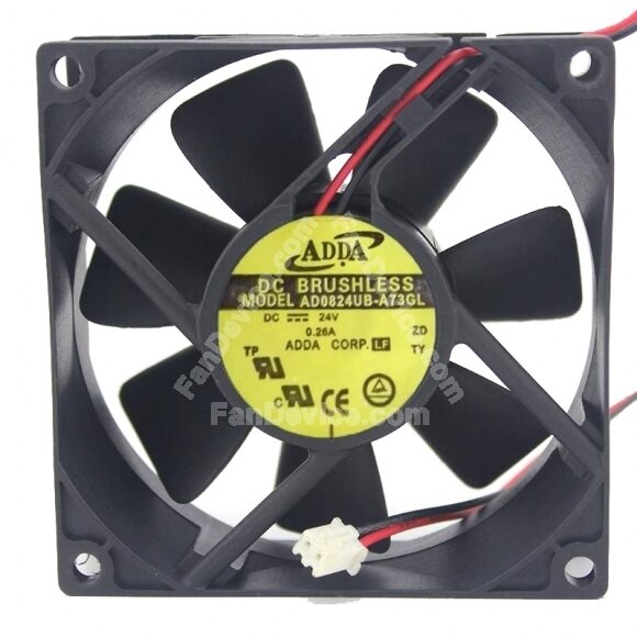 ADDA AD0824UB-A73GL DC 24V 0.26A 2 Wires / 3 Wires Axial Cooling Fan