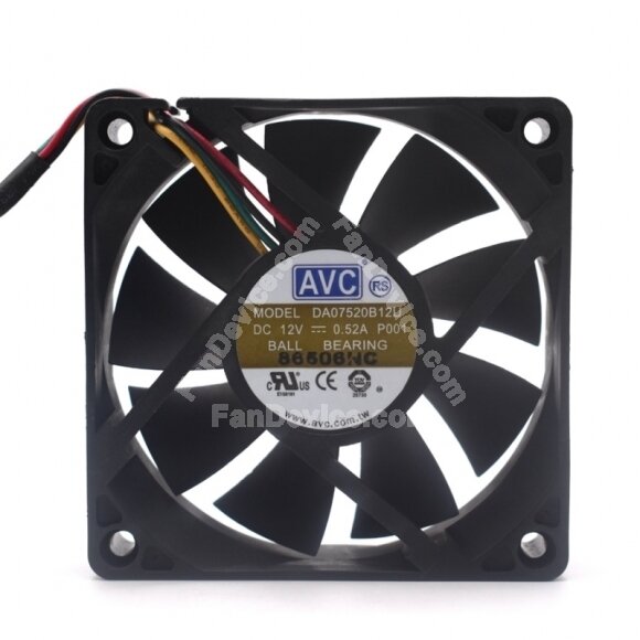 AVC DA07520B12U DC 12V 0.52A 2 Wires / 3 Wires / 4 Wires Axial Cooling Fan