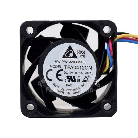 Delta TFA0412CN-BK1U DC 12V 0.81A 4 Wires Axial Cooling Fan