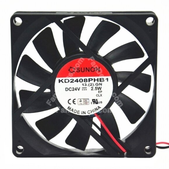 Sunon KD2408PHB1 DC 24V 2.5W 2 Wires Axial Cooling Fan