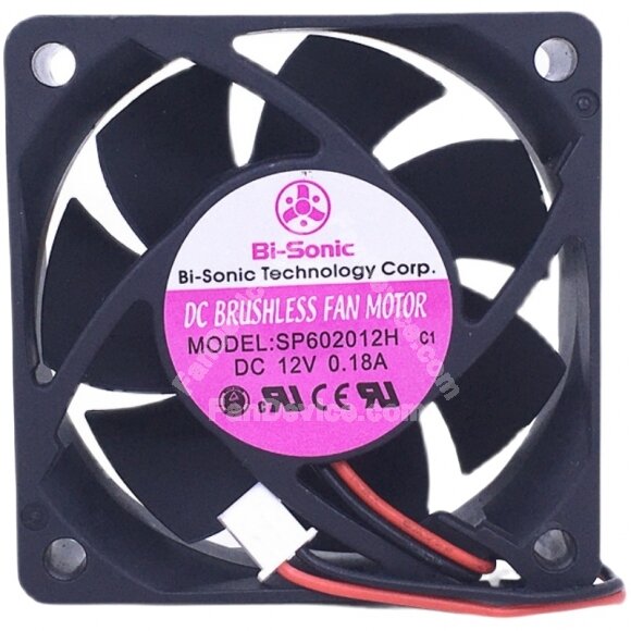 Bi-Sonic SP602012H DC 12V 0.18A 6020 Axial Brushless Cooling Fan