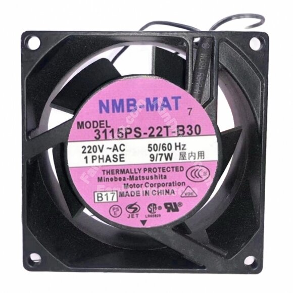 NMB-MAT 3115PS-22T-B30 AC 220V 9/7W 2 Wires Axial Cooling Fan
