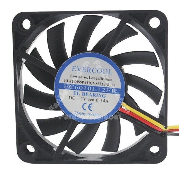 EVERCOOL EC6010L12ER DC 12V 0.14A 6010 Axial EL Bearing Cooling Fan