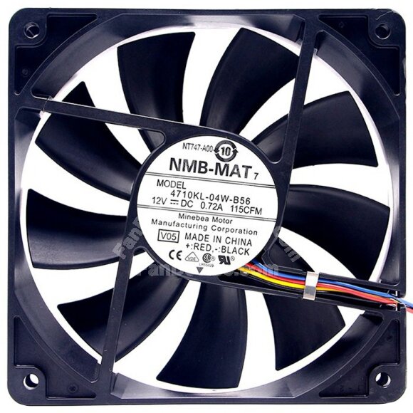 NMB 4710KL-04W-B56 DC 12V 0.72A 2 Wires / 3 Wires / 4 Wires Axial Cooling Fan