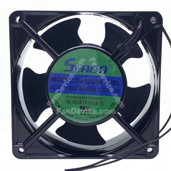 SEADA SA1238A1HBL AC 110/120V 0.22/0.19A 2 Wires Axial Cooling Fan