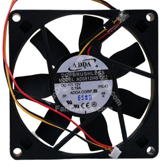 ADDA AD0812HB-D72 DC 12V 0.19A 8015 Axial Brushless Cooling Fan