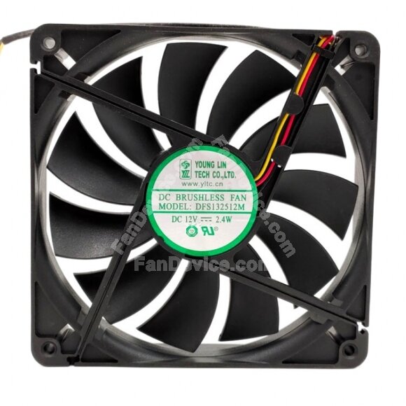 Young Lin DFS132512M DC 12V 2.4W 13025 Axial Brushless Cooling Fan