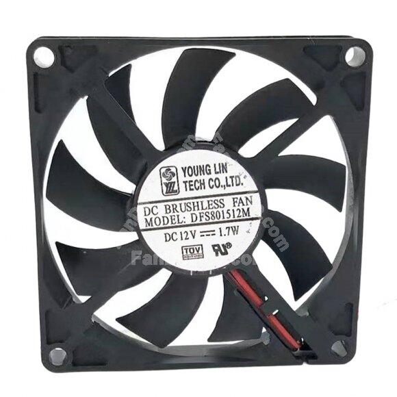 Young Lin DFS801512M DC 12V 1.7W 8015 Axial Brushless Cooling Fan