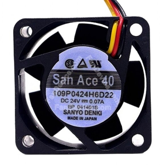 Sanyo Denki 109P0424H6D22 DC 24V 0.07A 4020 Axial Cooling Fan