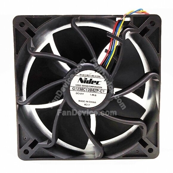 Nidec G1238C12B8ZP-C1 DC 12V 1.85A 4 Wires Axial Cooling Fan