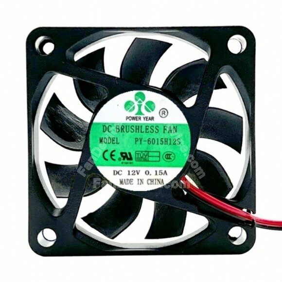 POWERYEAR PY-6015H12S DC 12V 0.15A 2 Wires Axial Cooling Fan