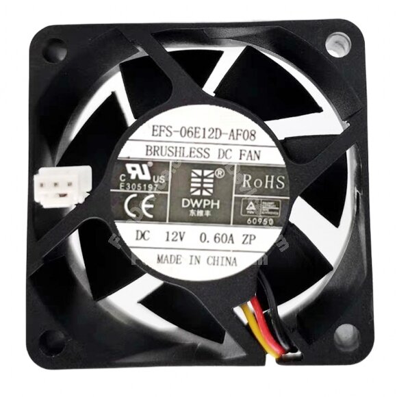 DWPH EFC-06E12D-AF08 DC 12V 0.60A 6025 Axial Brushless Cooling Fan