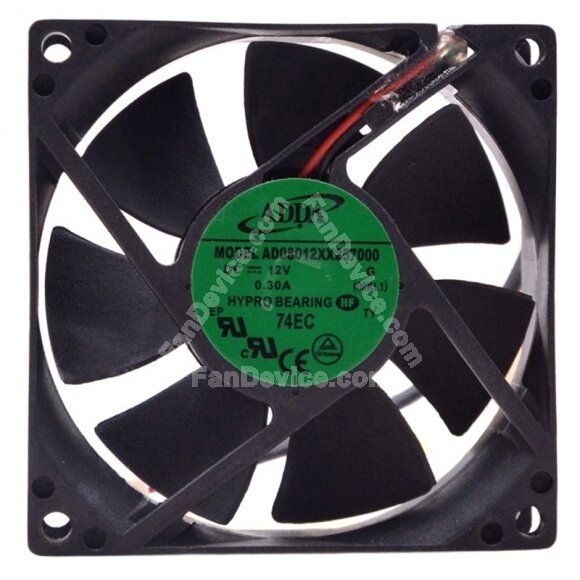 ADDA AD08012XX257000 DC 12V 0.30A 2 Wires HYPRO Bearing Axial Cooling Fan