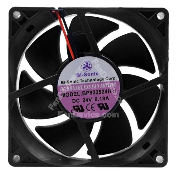 Bi-Sonic BP922524H C1 DC 24V 0.18A 2 Wires Brushless Axial Cooling Fan