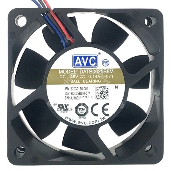 AVC DATB0625B8M DC 48V 0.14A 2 Wires / 3 Wires Ball Bearing Axial Cooling Fan