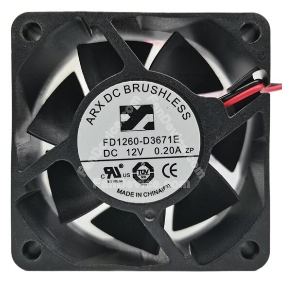 ARX FD1260-D3671E DC 12V 0.20A 2 Wires / 3 Wires Brushless Axial Cooling Fan