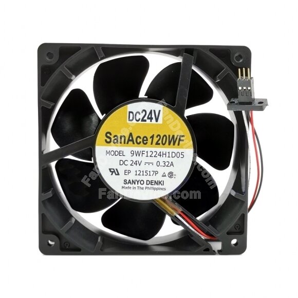 Sanyo Denki 9WF1224H1D05 DC 24V 0.32A 3 Wires Axial Cooling Fan