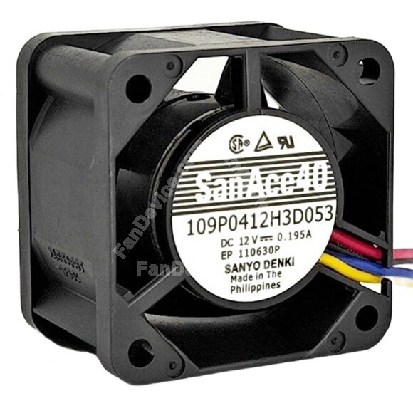 Sanyo Denki 109P0412H3D053 DC 12V 0.195A Axial Cooling Fan
