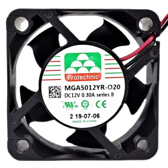 Protechnic MGA5012YR-O20 DC 12V 0.30A 5020 7000RPM Axial Cooling Fan