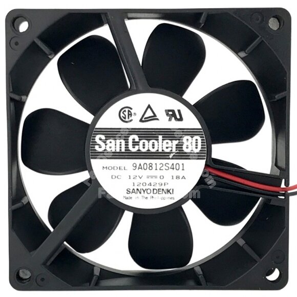Sanyo Denki 9A0812S401 DC 12V 0.18A 2 Wires 8025 Axial Cooling Fan