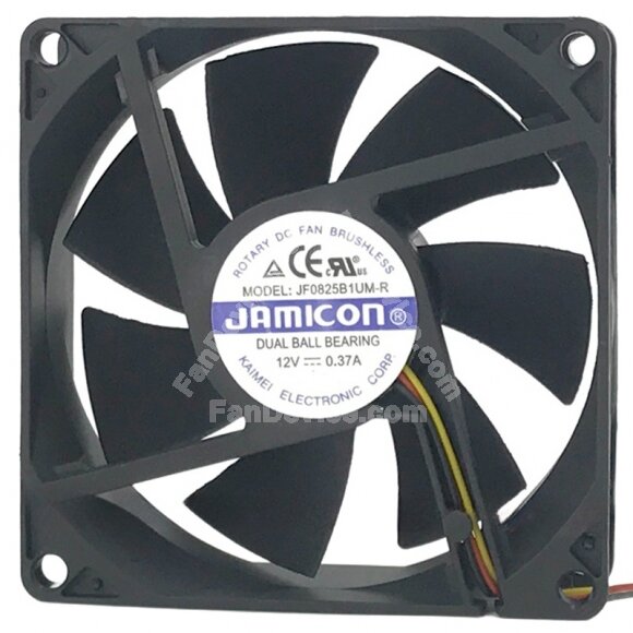 JAMICON JF0825B1UM-R DC 12V 0.37A 8025 Dual Ball Bearing Axial Fan