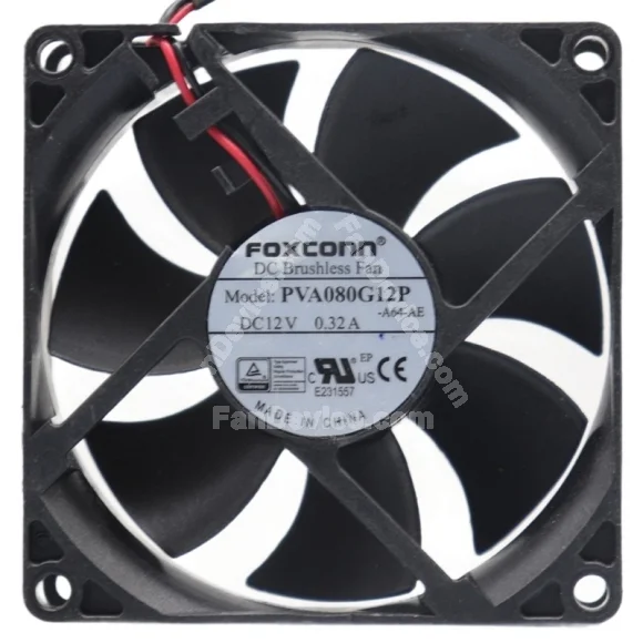 Foxconn PVA080G12P 12V 0.32A 2 Wires Axial Cooling Fan