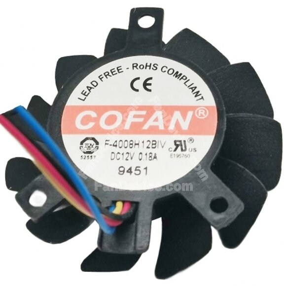 COFAN F-4008H12BIV 12V 0.18A 4 Wires Axial Cooling Fan