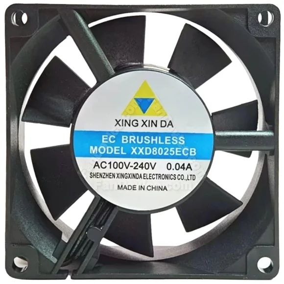 XING XIN DA XXD8025ECB 100V-240V 0.04A DC Brushless 2 Wires Cooling Fan