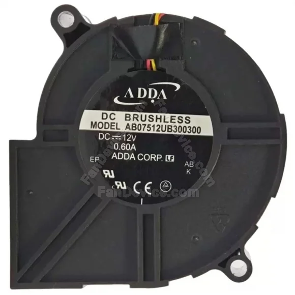 ADDA AB07512UB300300 12V 0.60A DC Brushless 3 Wires Blower Cooling Fan