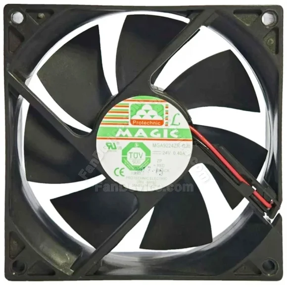 Magic MGA9224ZR-O25 DC 24V 0.40A 2 Wires Axial Cooling Fan
