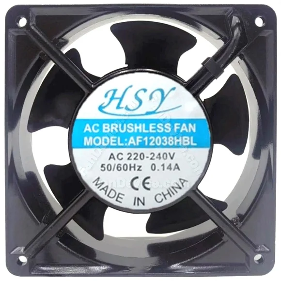 HSY AF12038HBL AC 220-240V 0.14A 2 Wires Axial Cooling Fan