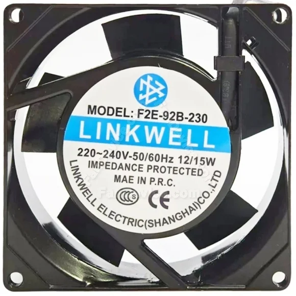 LINKWELL F2E-92B-230 220-240V 12/15W Impedance Protected Cooling Fan