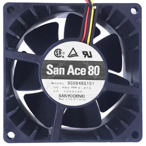 Sanyo 9G0848G101 DC 48V 0.27A 3 Wires Axial Cooling Fan