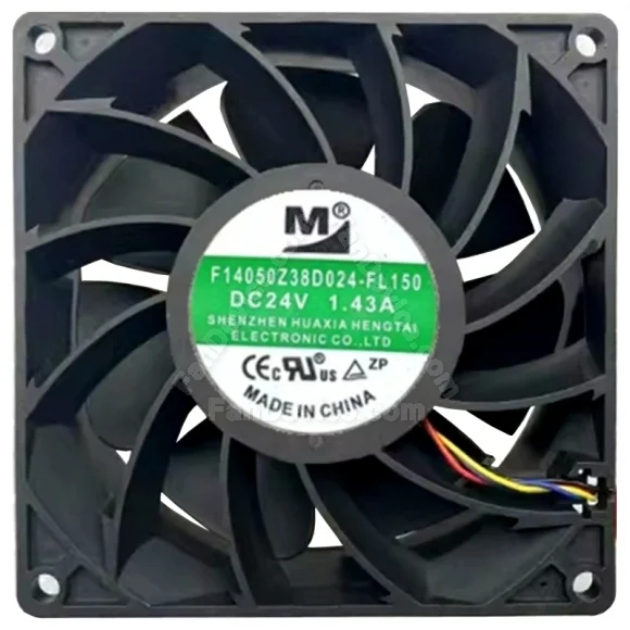 YM F14050Z38D024-FL150 DC 24V 1.43A 4 Wires Axial Cooling Fan