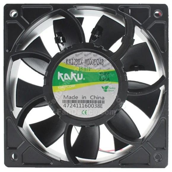 KAKU KA1238X-4000D24B DC 24V 0.84A 2 Wires Ball Bearing Cooling Fan