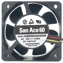Sanyo 109R0624H4D08 DC 12V 0.06A 3 Wires Axial Cooling Fan