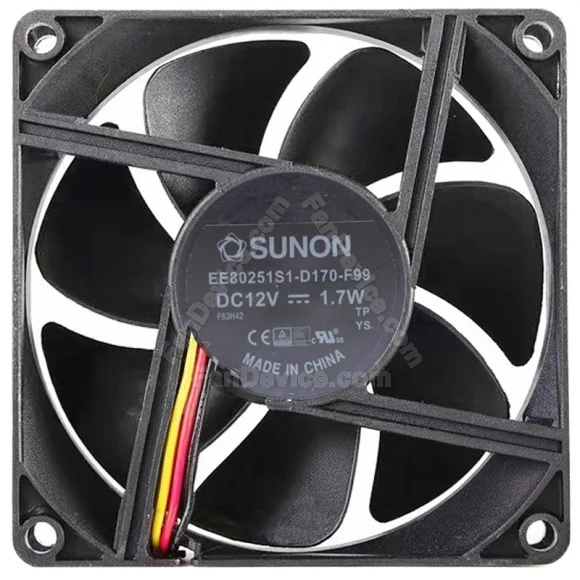 Sunon EE80251S1-D170-F99 DC 12V 1.7W 3 Wires Axial Cooling Fan