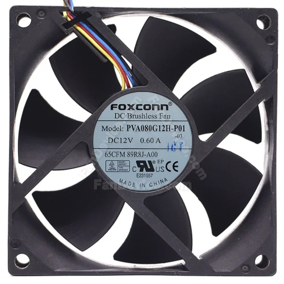 Foxconn PVA080G12H-P01 12V 0.60A DC Brushless 4 Wires PWM 65CFM Cooling Fan