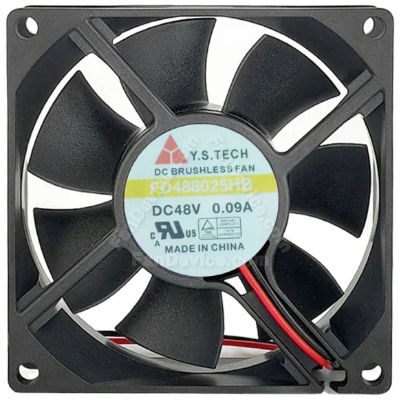 Y.S.TECH FD488025HB 48V 0.09A DC Brushless 2 Wires Axial Cooling Fan
