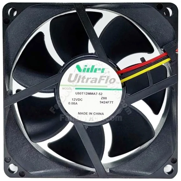Nidec U80T12MMA7-52 DC 12V 0.08A 3 Wires Axial Cooling Fan