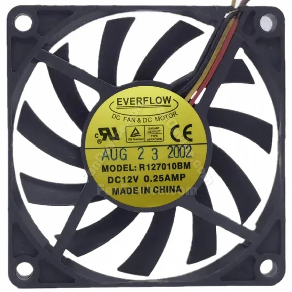 EVERFLOW R127010BM DC 12V 0.25AMP 3 Wires Axial Cooling Fan