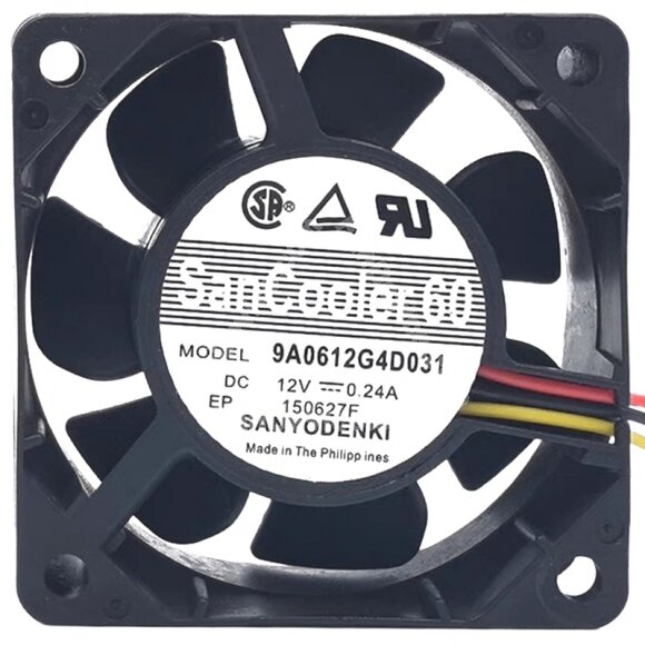 Sanyo Denki 9A0612G4D031 DC 12V 0.24A 2 Wires / 3 Wires Axial Cooling Fan