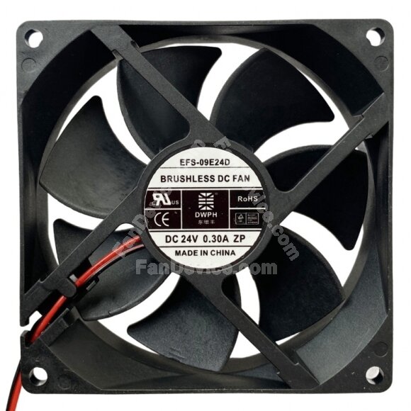 DWPH EFS-09E24D DC 24V 0.30A 2 Wires 9025 Brushless Axial Cooling Fan