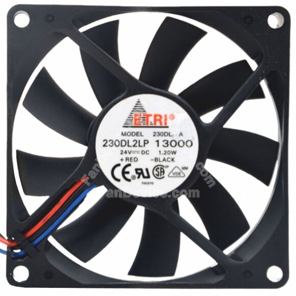 ETRI 230DL2LP 13000 DC 24V 1.20W 3 Wires Axial Cooling Fan