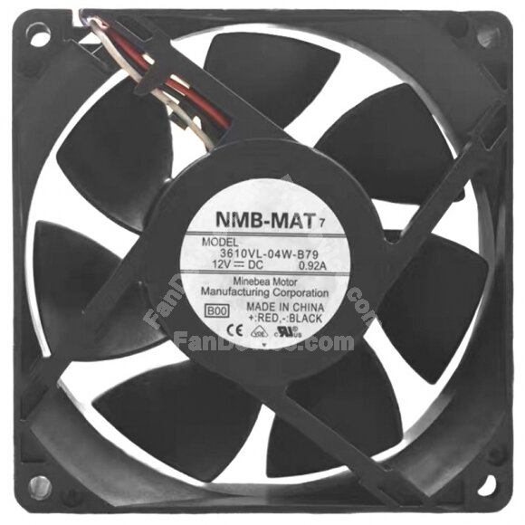 NMB-MAT 3610VL-04W-B79 DC 12V 0.92A 3 Wires Axial Cooling Fan