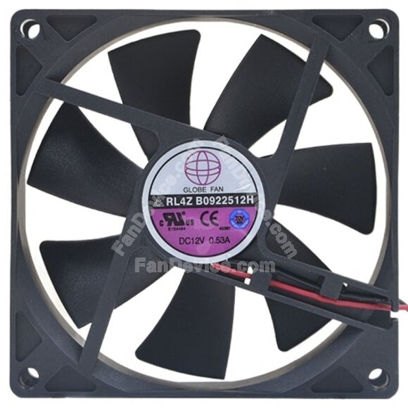 Globe Fan RL4Z B0922512H DC 12V 0.53A 2 Wires / 3 Wires Axial Cooling Fan
